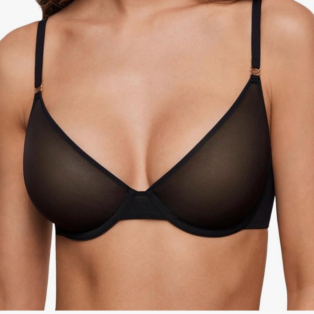 Black & white Sheer unlined Underwire Bras (2) size 40D